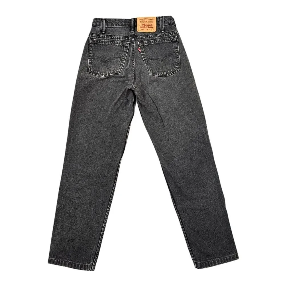 Vintage Levi’s 550 Made in Canada Men's Black Washed Straight-Leg Jeans W29 L30